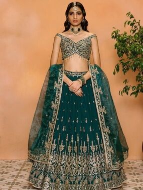 Lashkaraa Teal Green Lehenga NWT